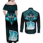 brisbane-heat-cricket-couples-matching-off-shoulder-maxi-dress-and-long-sleeve-button-shirts-2023-unique-indigenous-art-mix-polynesian-pattern