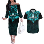brisbane-heat-cricket-couples-matching-off-the-shoulder-long-sleeve-dress-and-hawaiian-shirt-2023-unique-indigenous-art-mix-polynesian-pattern