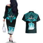 brisbane-heat-cricket-couples-matching-off-the-shoulder-long-sleeve-dress-and-hawaiian-shirt-2023-unique-indigenous-art-mix-polynesian-pattern