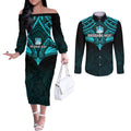 brisbane-heat-cricket-couples-matching-off-the-shoulder-long-sleeve-dress-and-long-sleeve-button-shirts-2023-unique-indigenous-art-mix-polynesian-pattern
