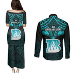 brisbane-heat-cricket-couples-matching-puletasi-dress-and-long-sleeve-button-shirts-2023-unique-indigenous-art-mix-polynesian-pattern