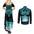 brisbane-heat-cricket-couples-matching-summer-maxi-dress-and-long-sleeve-button-shirts-2023-unique-indigenous-art-mix-polynesian-pattern