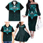 Brisbane Heat Cricket Family Matching Off Shoulder Long Sleeve Dress and Hawaiian Shirt 2023 Unique Indigenous Art Mix Polynesian Pattern LT14
