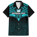 Brisbane Heat Cricket Family Matching Off Shoulder Long Sleeve Dress and Hawaiian Shirt 2023 Unique Indigenous Art Mix Polynesian Pattern LT14