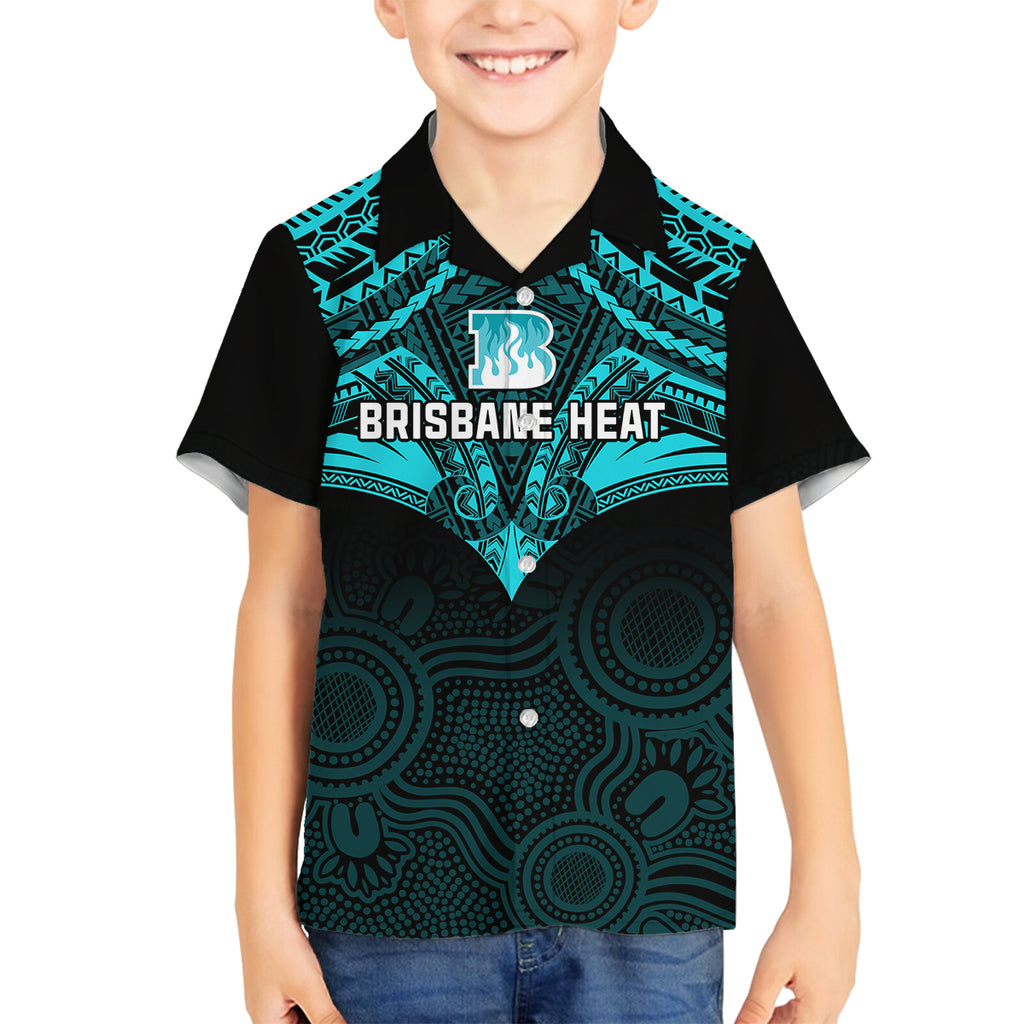 brisbane-heat-cricket-kid-hawaiian-shirt-2023-unique-indigenous-art-mix-polynesian-pattern