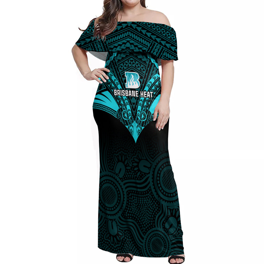 brisbane-heat-cricket-off-shoulder-maxi-dress-2023-unique-indigenous-art-mix-polynesian-pattern