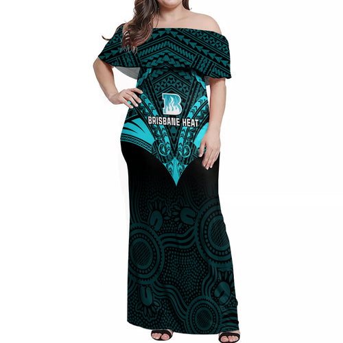 brisbane-heat-cricket-off-shoulder-maxi-dress-2023-unique-indigenous-art-mix-polynesian-pattern