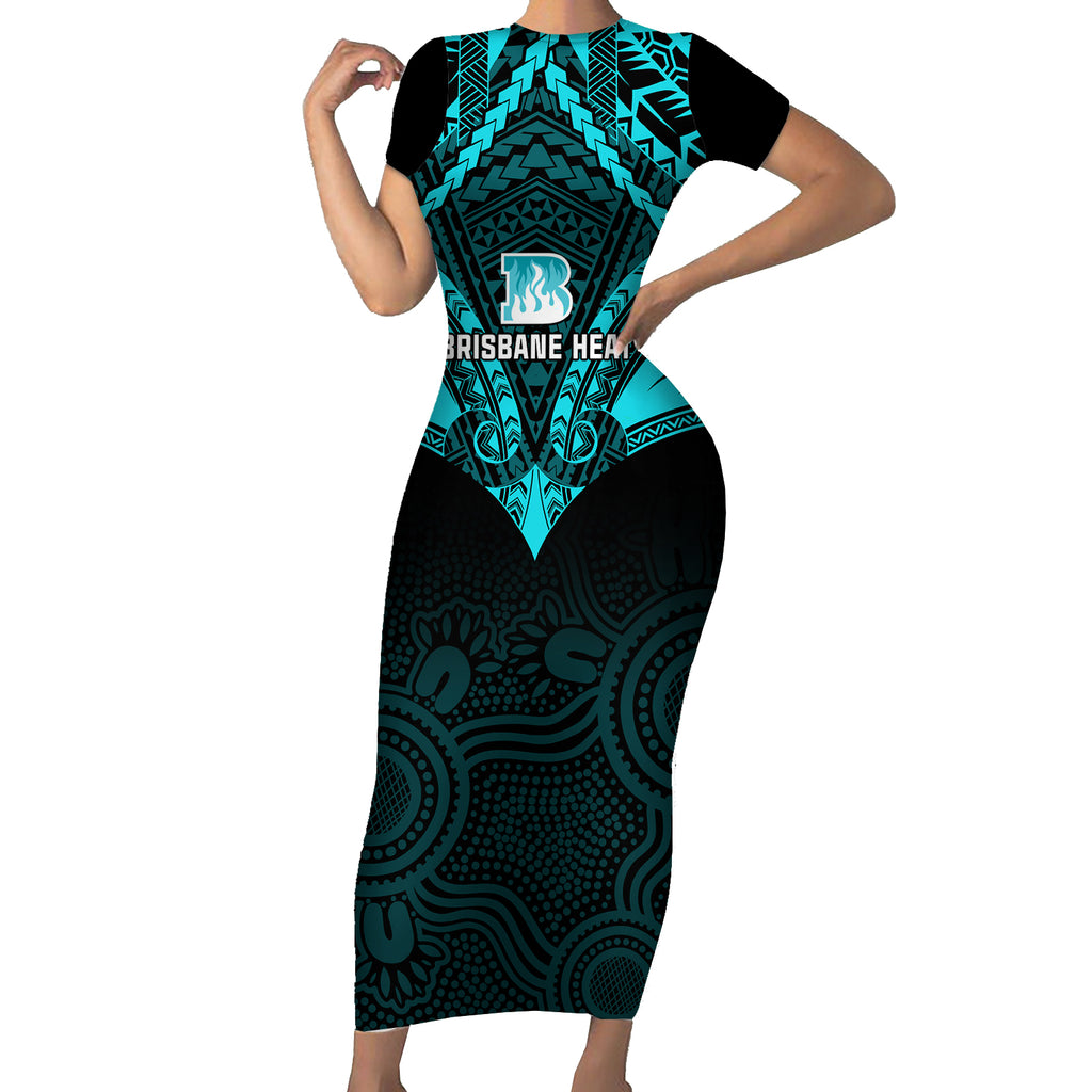 brisbane-heat-cricket-short-sleeve-bodycon-dress-2023-unique-indigenous-art-mix-polynesian-pattern