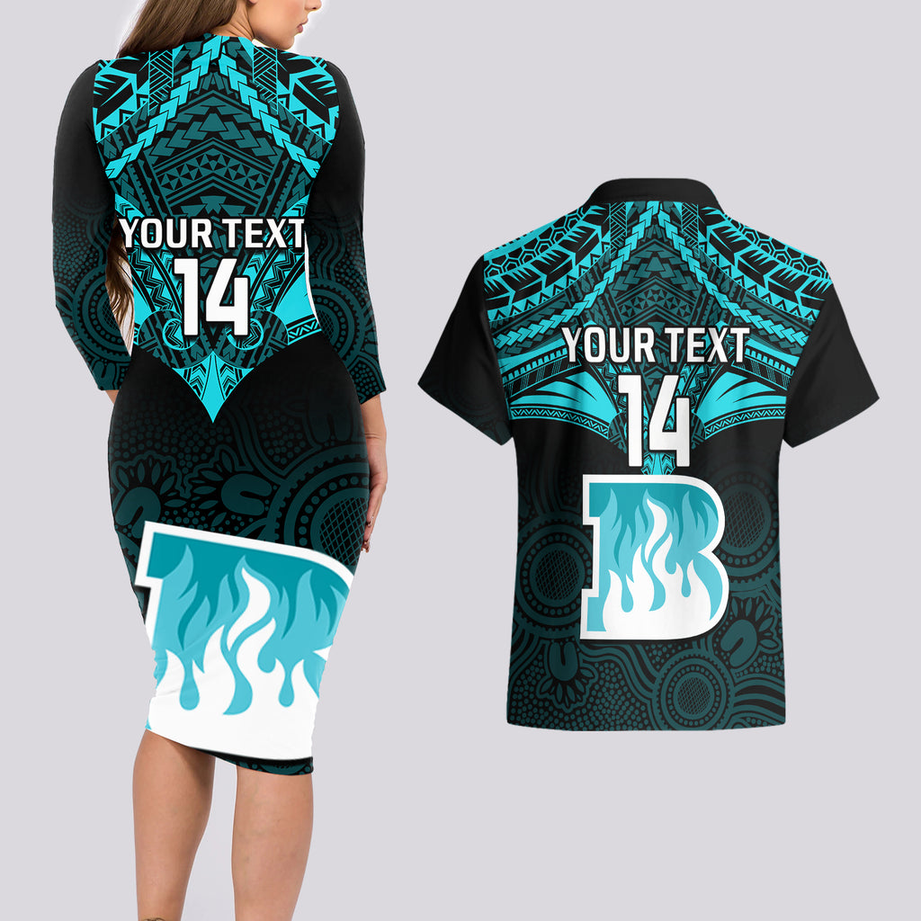 custom-brisbane-heat-cricket-couples-matching-long-sleeve-bodycon-dress-and-hawaiian-shirt-2023-unique-indigenous-art-mix-polynesian-pattern