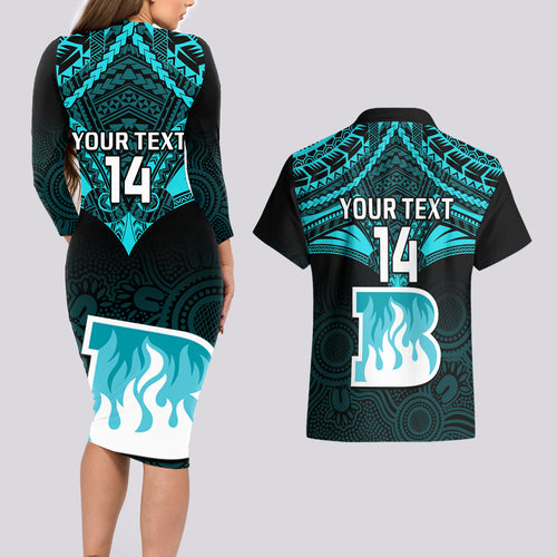 custom-brisbane-heat-cricket-couples-matching-long-sleeve-bodycon-dress-and-hawaiian-shirt-2023-unique-indigenous-art-mix-polynesian-pattern
