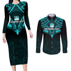 custom-brisbane-heat-cricket-couples-matching-long-sleeve-bodycon-dress-and-long-sleeve-button-shirts-2023-unique-indigenous-art-mix-polynesian-pattern
