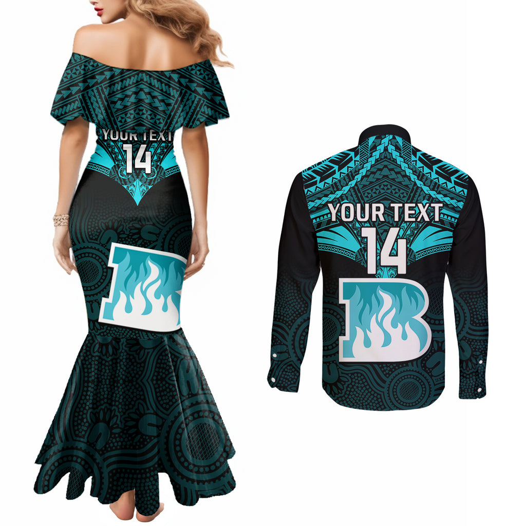 custom-brisbane-heat-cricket-couples-matching-mermaid-dress-and-long-sleeve-button-shirts-2023-unique-indigenous-art-mix-polynesian-pattern