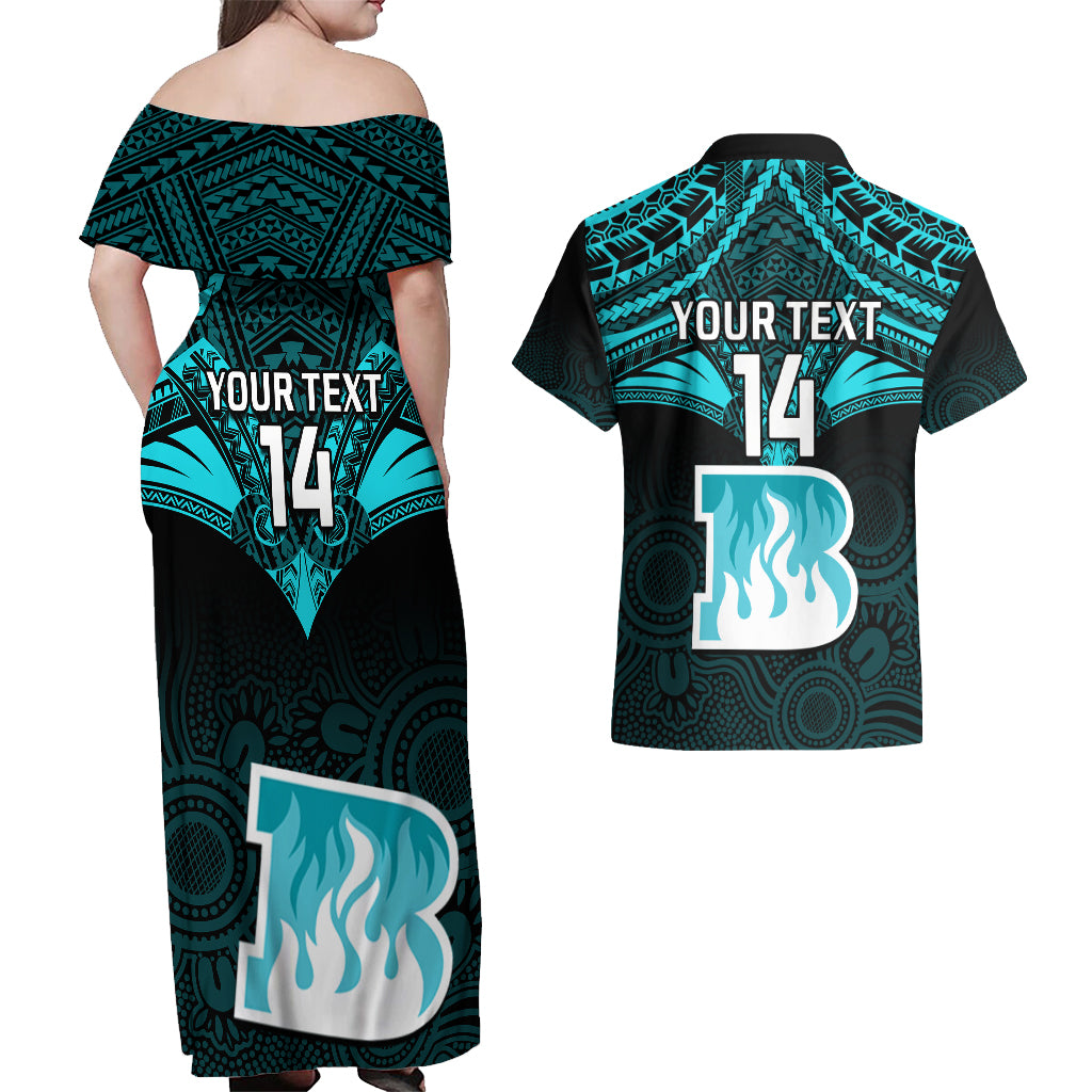 custom-brisbane-heat-cricket-couples-matching-off-shoulder-maxi-dress-and-hawaiian-shirt-2023-unique-indigenous-art-mix-polynesian-pattern