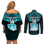 custom-brisbane-heat-cricket-couples-matching-off-shoulder-short-dress-and-long-sleeve-button-shirts-2023-unique-indigenous-art-mix-polynesian-pattern