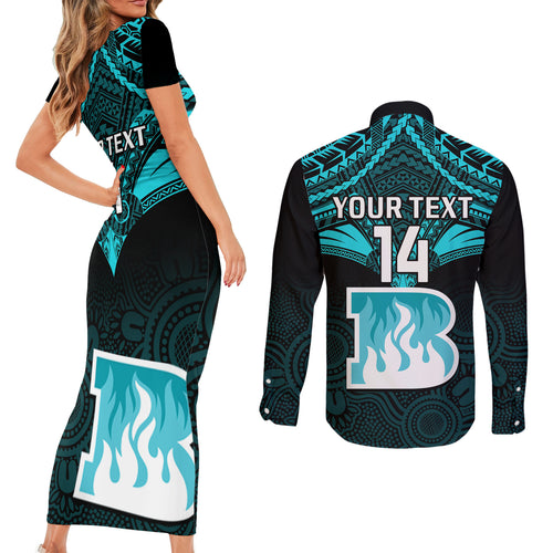 custom-brisbane-heat-cricket-couples-matching-short-sleeve-bodycon-dress-and-long-sleeve-button-shirts-2023-unique-indigenous-art-mix-polynesian-pattern