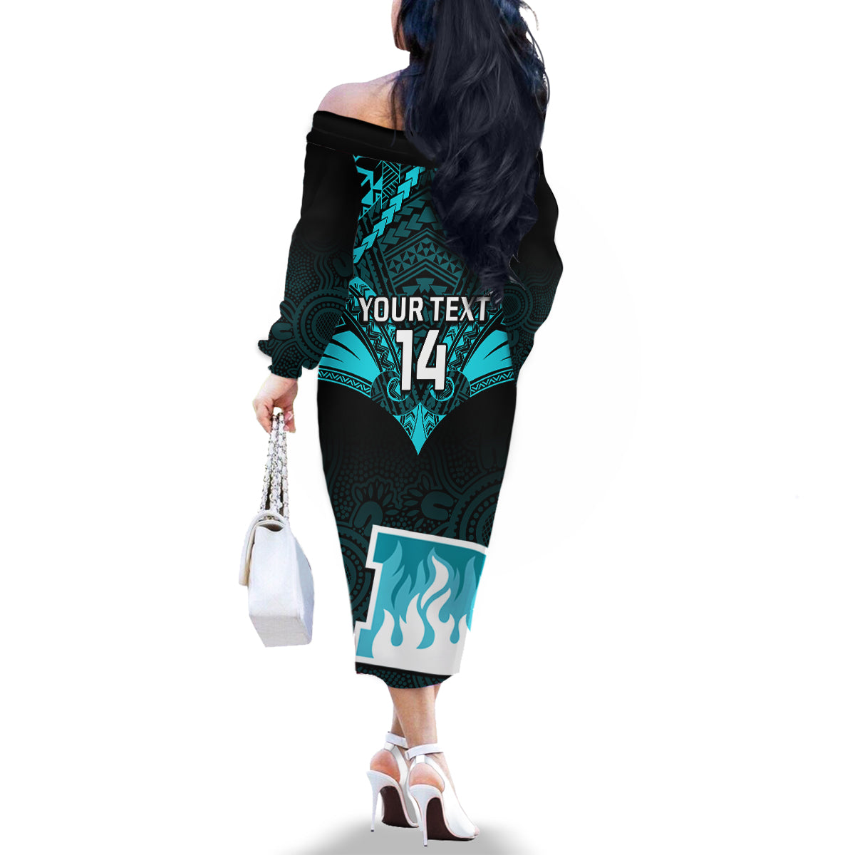 Custom Brisbane Heat Cricket Family Matching Off Shoulder Long Sleeve Dress and Hawaiian Shirt 2023 Unique Indigenous Art Mix Polynesian Pattern LT14