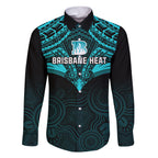 Custom Brisbane Heat Cricket Family Matching Off Shoulder Short Dress and Hawaiian Shirt 2023 Unique Indigenous Art Mix Polynesian Pattern LT14