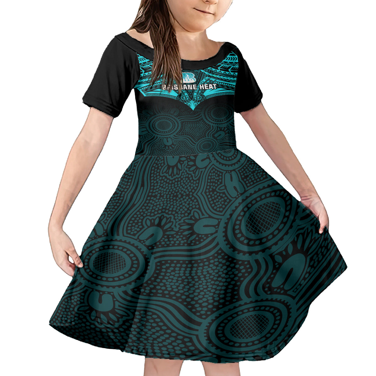custom-brisbane-heat-cricket-kid-short-sleeve-dress-2023-unique-indigenous-art-mix-polynesian-pattern