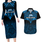 adelaide-strikers-cricket-couples-matching-long-sleeve-bodycon-dress-and-hawaiian-shirt-2023-unique-indigenous-art-mix-polynesian-pattern