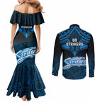 adelaide-strikers-cricket-couples-matching-mermaid-dress-and-long-sleeve-button-shirts-2023-unique-indigenous-art-mix-polynesian-pattern