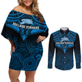 adelaide-strikers-cricket-couples-matching-off-shoulder-short-dress-and-long-sleeve-button-shirts-2023-unique-indigenous-art-mix-polynesian-pattern