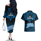 adelaide-strikers-cricket-couples-matching-off-the-shoulder-long-sleeve-dress-and-hawaiian-shirt-2023-unique-indigenous-art-mix-polynesian-pattern