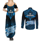 adelaide-strikers-cricket-couples-matching-summer-maxi-dress-and-long-sleeve-button-shirts-2023-unique-indigenous-art-mix-polynesian-pattern
