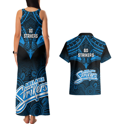 adelaide-strikers-cricket-couples-matching-tank-maxi-dress-and-hawaiian-shirt-2023-unique-indigenous-art-mix-polynesian-pattern
