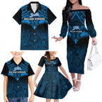 Adelaide Strikers Cricket Family Matching Off Shoulder Long Sleeve Dress and Hawaiian Shirt 2023 Unique Indigenous Art Mix Polynesian Pattern LT14
