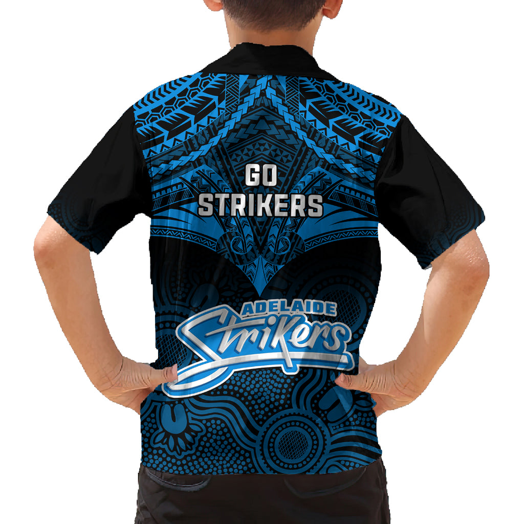 Adelaide Strikers Cricket Family Matching Off Shoulder Long Sleeve Dress and Hawaiian Shirt 2023 Unique Indigenous Art Mix Polynesian Pattern LT14