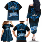 Adelaide Strikers Cricket Family Matching Off Shoulder Long Sleeve Dress and Hawaiian Shirt 2023 Unique Indigenous Art Mix Polynesian Pattern LT14