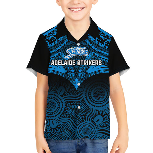 adelaide-strikers-cricket-kid-hawaiian-shirt-2023-unique-indigenous-art-mix-polynesian-pattern