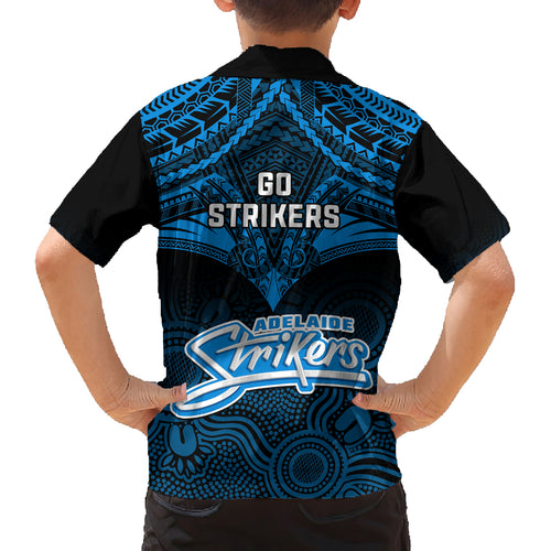 adelaide-strikers-cricket-kid-hawaiian-shirt-2023-unique-indigenous-art-mix-polynesian-pattern