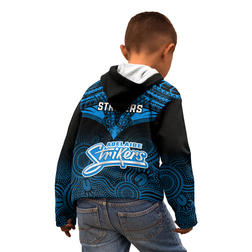 adelaide-strikers-cricket-kid-hoodie-2023-unique-indigenous-art-mix-polynesian-pattern