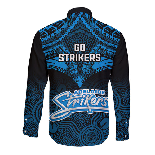 adelaide-strikers-cricket-long-sleeve-button-shirt-2023-unique-indigenous-art-mix-polynesian-pattern