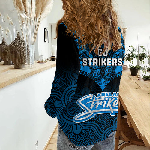 Adelaide Strikers Cricket Women Casual Shirt 2023 Unique Indigenous Art Mix Polynesian Pattern LT14