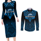 custom-adelaide-strikers-cricket-couples-matching-long-sleeve-bodycon-dress-and-long-sleeve-button-shirts-2023-unique-indigenous-art-mix-polynesian-pattern