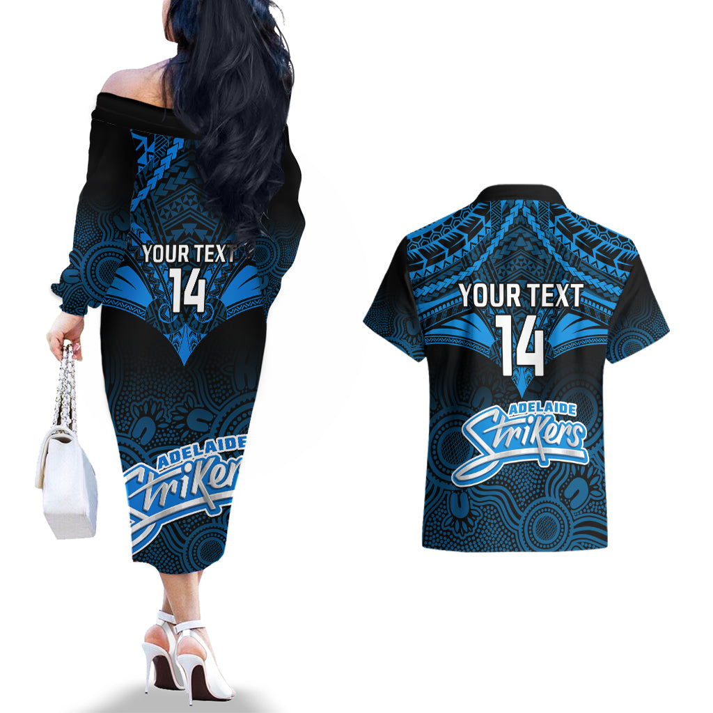 custom-adelaide-strikers-cricket-couples-matching-off-the-shoulder-long-sleeve-dress-and-hawaiian-shirt-2023-unique-indigenous-art-mix-polynesian-pattern