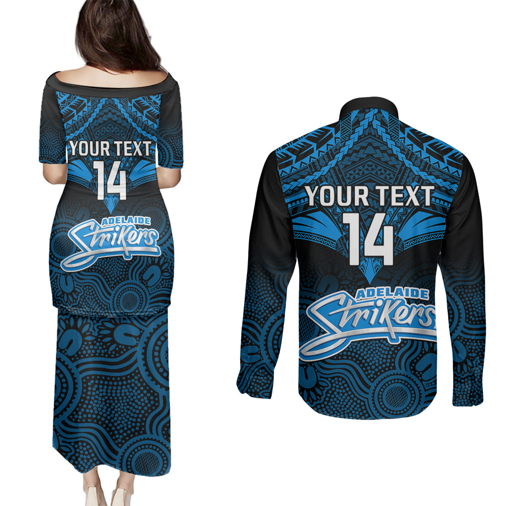 custom-adelaide-strikers-cricket-couples-matching-puletasi-dress-and-long-sleeve-button-shirts-2023-unique-indigenous-art-mix-polynesian-pattern