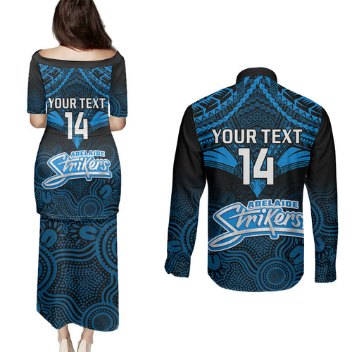 custom-adelaide-strikers-cricket-couples-matching-puletasi-dress-and-long-sleeve-button-shirts-2023-unique-indigenous-art-mix-polynesian-pattern