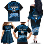 Custom Adelaide Strikers Cricket Family Matching Off Shoulder Long Sleeve Dress and Hawaiian Shirt 2023 Unique Indigenous Art Mix Polynesian Pattern LT14