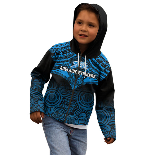 custom-adelaide-strikers-cricket-kid-hoodie-2023-unique-indigenous-art-mix-polynesian-pattern