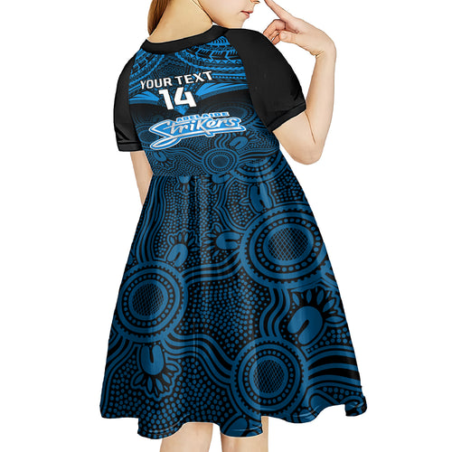 custom-adelaide-strikers-cricket-kid-short-sleeve-dress-2023-unique-indigenous-art-mix-polynesian-pattern