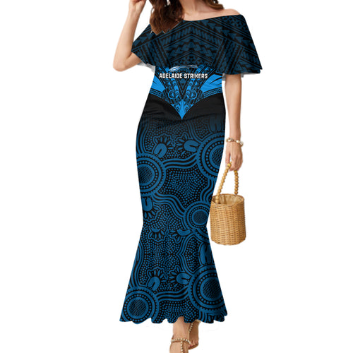 custom-adelaide-strikers-cricket-mermaid-dress-2023-unique-indigenous-art-mix-polynesian-pattern