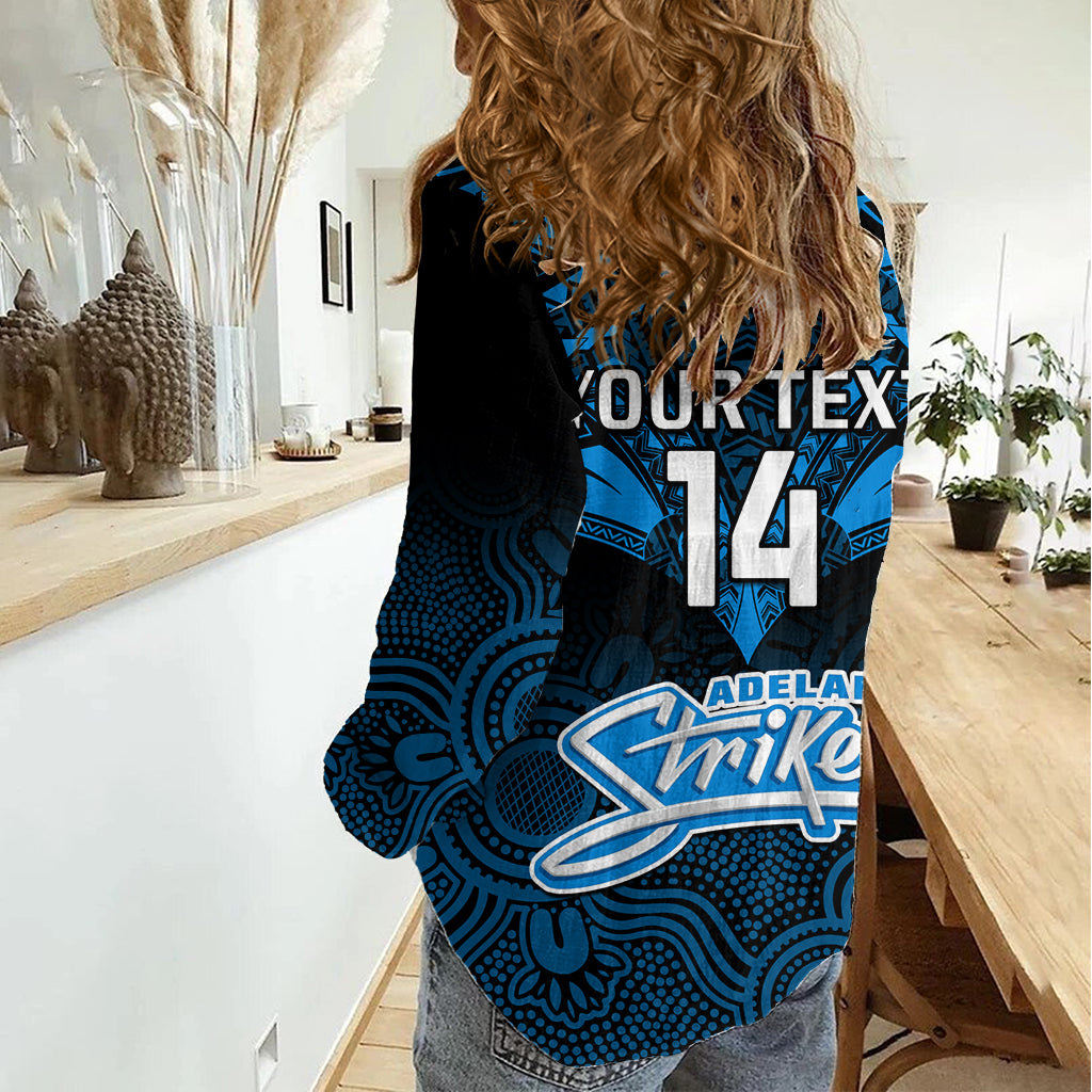 Custom Adelaide Strikers Cricket Women Casual Shirt 2023 Unique Indigenous Art Mix Polynesian Pattern LT14