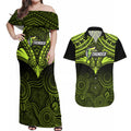 sydney-thunder-cricket-couples-matching-off-shoulder-maxi-dress-and-hawaiian-shirt-2023-unique-indigenous-art-mix-polynesian-pattern