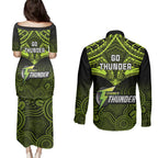 sydney-thunder-cricket-couples-matching-puletasi-dress-and-long-sleeve-button-shirts-2023-unique-indigenous-art-mix-polynesian-pattern