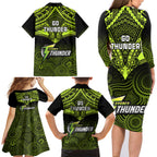 sydney-thunder-cricket-family-matching-long-sleeve-bodycon-dress-and-hawaiian-shirt-2023-unique-indigenous-art-mix-polynesian-pattern