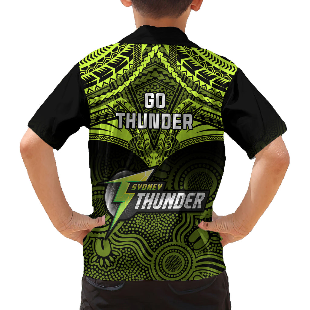 sydney-thunder-cricket-family-matching-mermaid-dress-and-hawaiian-shirt-2023-unique-indigenous-art-mix-polynesian-pattern