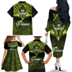 Sydney Thunder Cricket Family Matching Off Shoulder Long Sleeve Dress and Hawaiian Shirt 2023 Unique Indigenous Art Mix Polynesian Pattern LT14